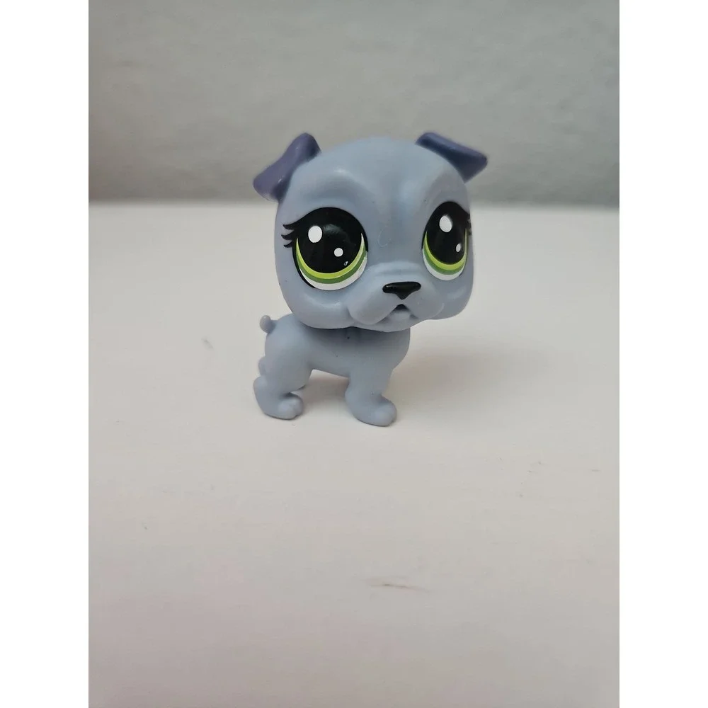Hasbro Littlest Pet Shop 1344 Grey Pug Dog Green Eyes Vintage LPS Toy Figure